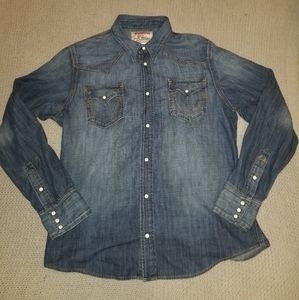True Religion western denim button down